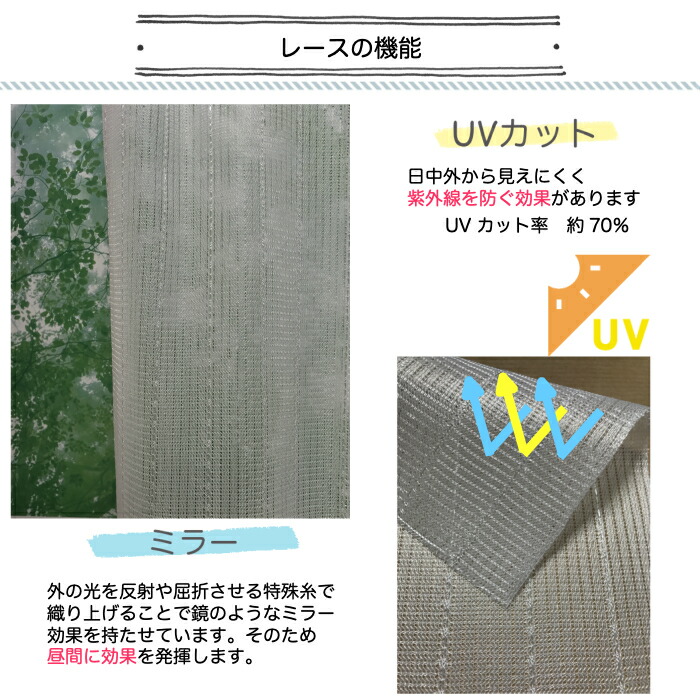 レースカーテン 幅100×丈228cm 2枚組 パサロ ミックス 洗える