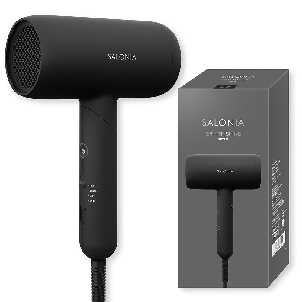 SALONIA サロニア スムースシャイン ドライヤー 大風量 速乾 軽量 ヘアドライヤー ブラック