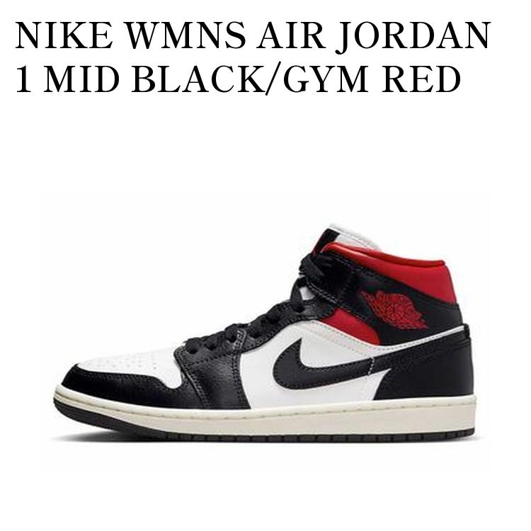 ナイキエアジョーダン1 MID BLACK/GYM RED-WHITE 26cm Jordan 1 Mid Gym Red Black White Men's - 554724-122 - US