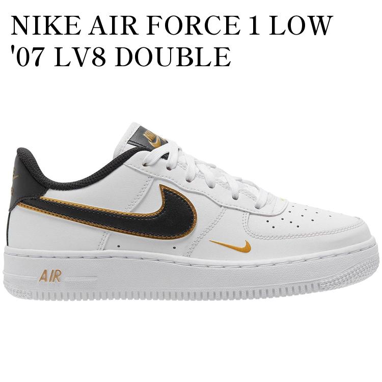 【海外限定 お取り寄せ商品】NIKE AIR FORCE 1 LOW '07 LV8 DOUBLE SWOOSH WHITE METALLIC GOLD (GS) DM3322-100 メンズ レディース 人気 おしゃれ