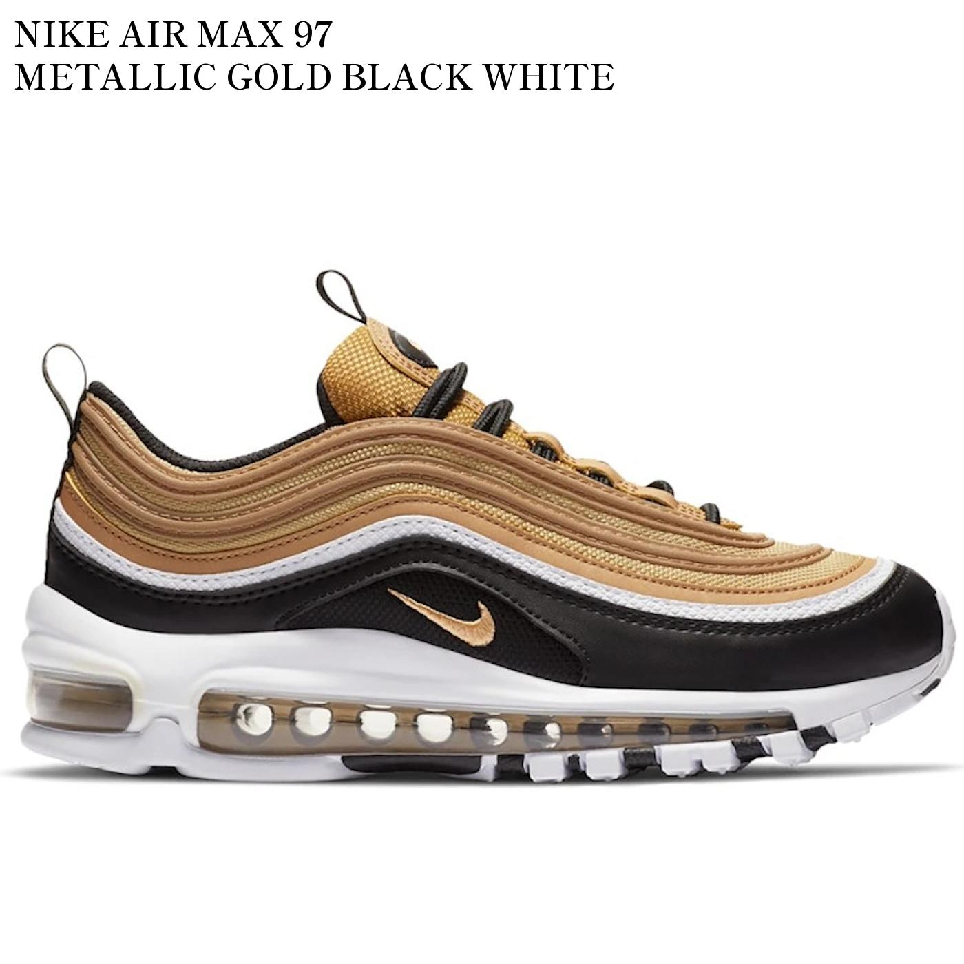 【海外限定 お取り寄せ商品】NIKE AIR MAX 97 METALLIC GOLD BLACK WHITE (GS) CZ9197-700 メンズ レディース 人気 おしゃれ|RAISE