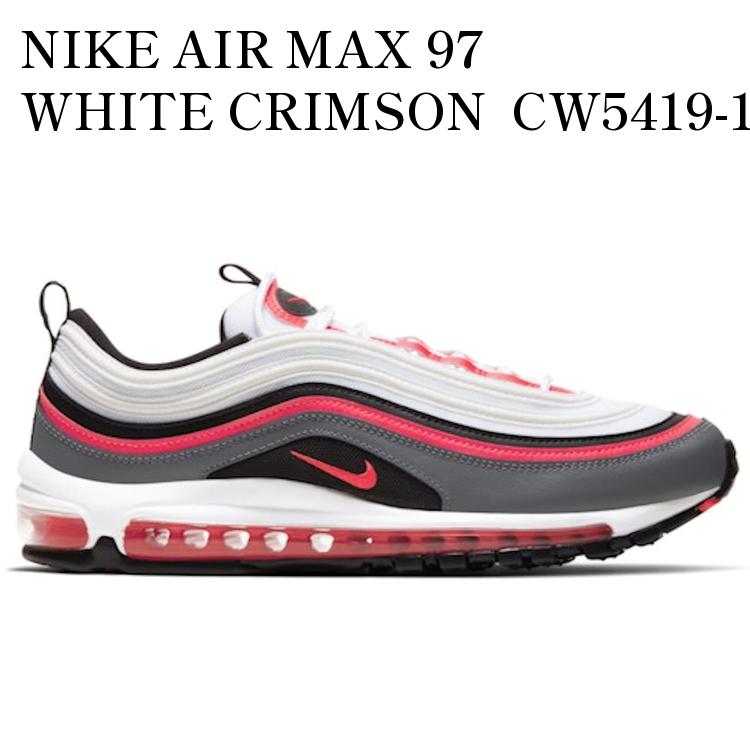 【海外限定 お取り寄せ商品】NIKE AIR MAX 97 WHITE CRIMSON CW5419-100 メンズ レディース 人気 おしゃれ