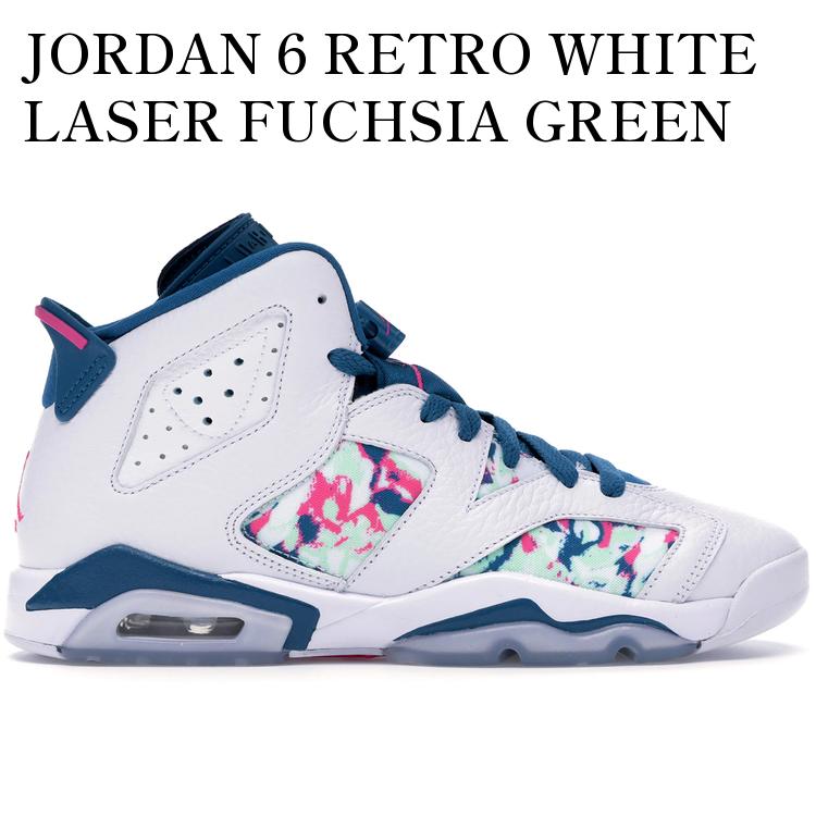 【海外限定 お取り寄せ商品】JORDAN 6 RETRO WHITE LASER FUCHSIA GREEN ABYSS (GS) 543390-153 メンズ レディース 人気 おしゃれ|RAISE