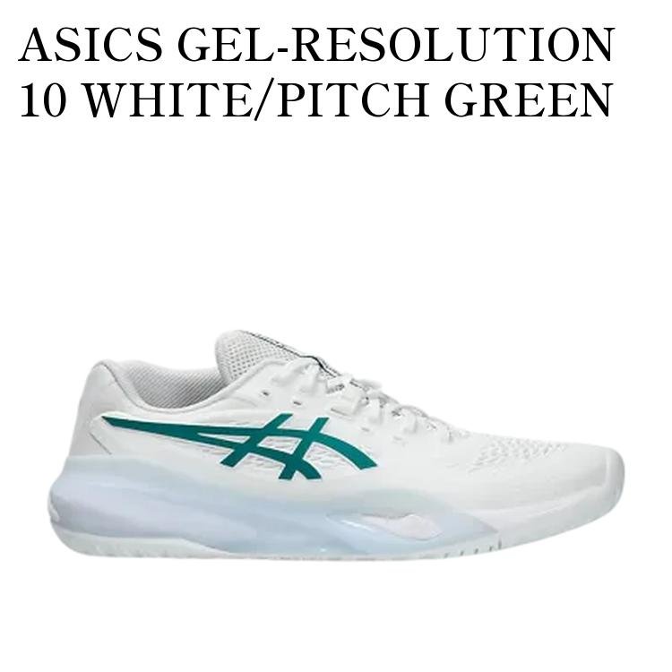 【お取り寄せ商品】ASICS GEL-RESOLUTION 10 WHITE/PITCH GREEN (ALL COURT) アシックス ゲルレゾリューション10 ホワイト/ピッチグリーン (オールコート) 1041A481-102 メンズ レディース 人気 おしゃれ