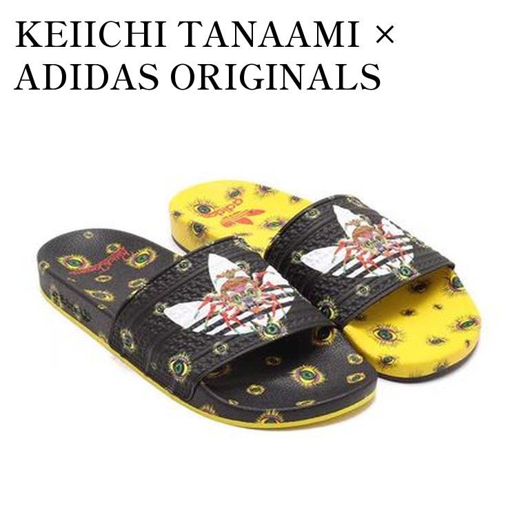 【お取り寄せ商品】KEIICHI TANAAMI &times; ADIDAS ORIGINALS ADILETTE TANAAMI CORE BLACK/FOOTWEAR WHITE/YELLOW 田名網敬一 &times; アディダスオリジナルス アディレッタ タナアミ コアブラック/フットウェアホワイト/イエロー JH6650 メンズ レディース 人気 おしゃれ｜RAISE