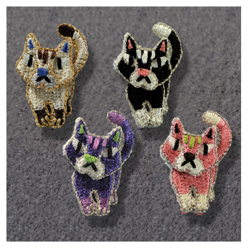 ラカム ツンデレキャット日本製　チャームにもなる！ 立体刺しゅうブローチ ラカム もふもふシリーズ 手作業組み立て 立体刺しゅうブローチ