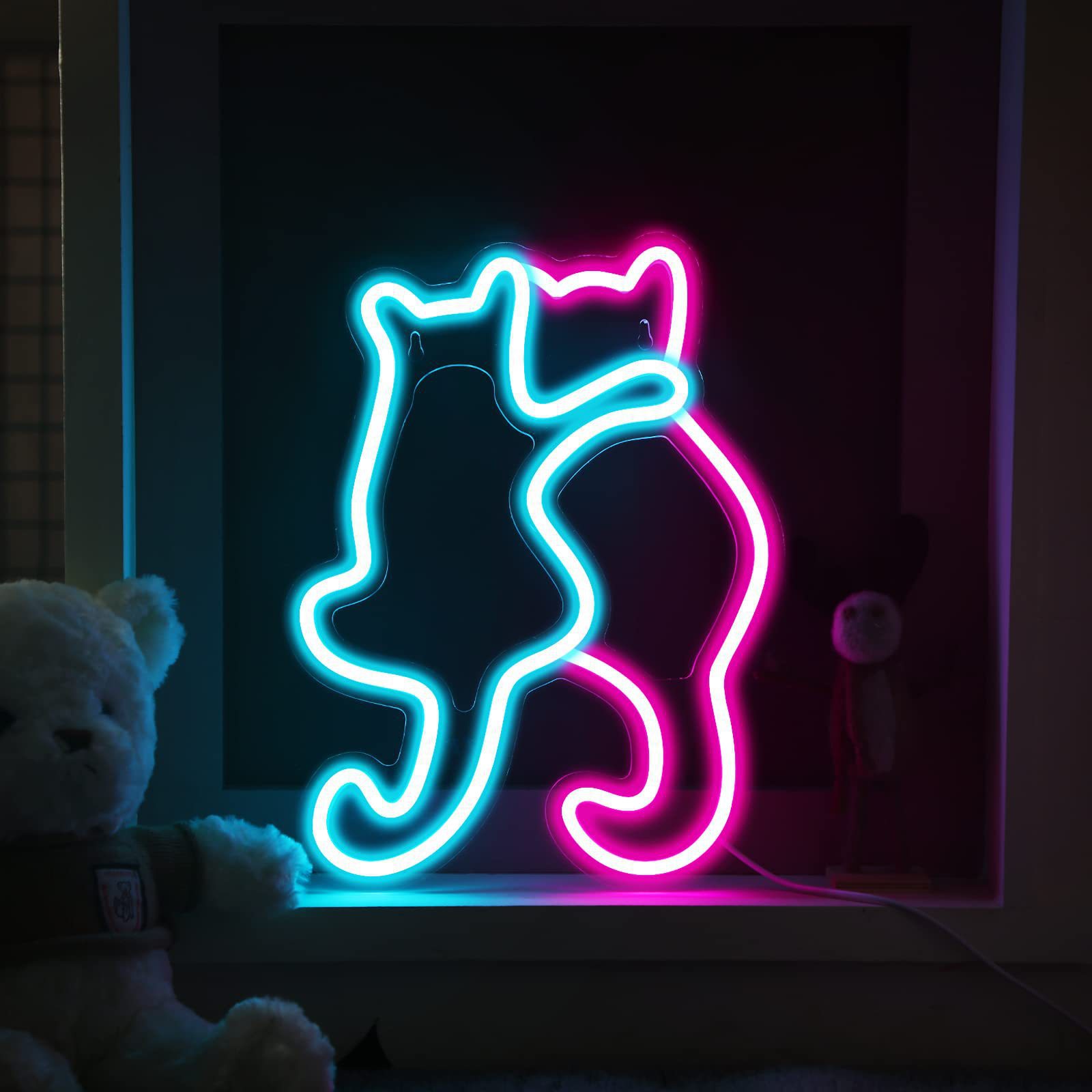 【楽天市場】猫ネオン サインライト装飾 ネオンサイン 動物 装飾 USB操作 LEDネオンライトサイン 部屋の壁テーブル用バー クリスマス ...