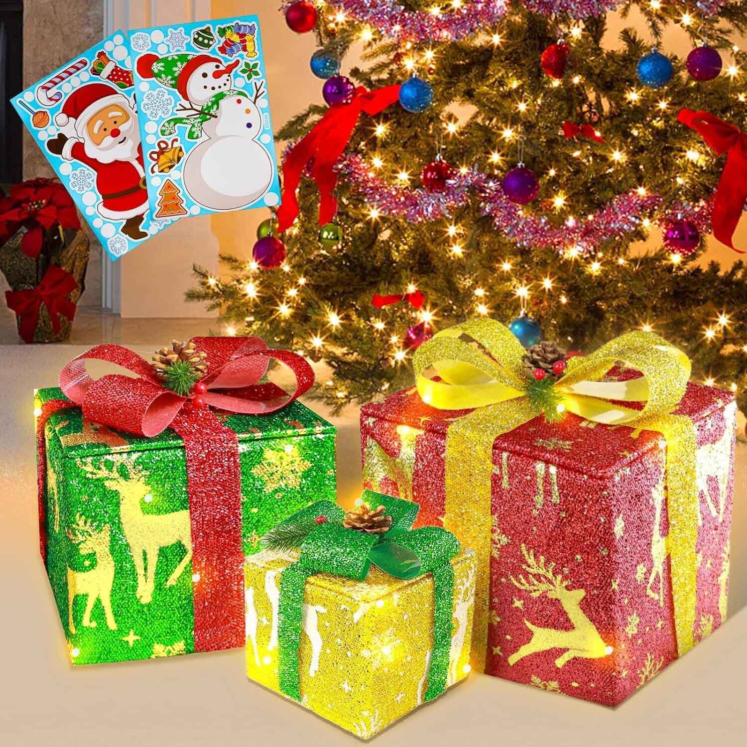楽天市場】3個セット クリスマス 装飾ライト付き ギフトボックス