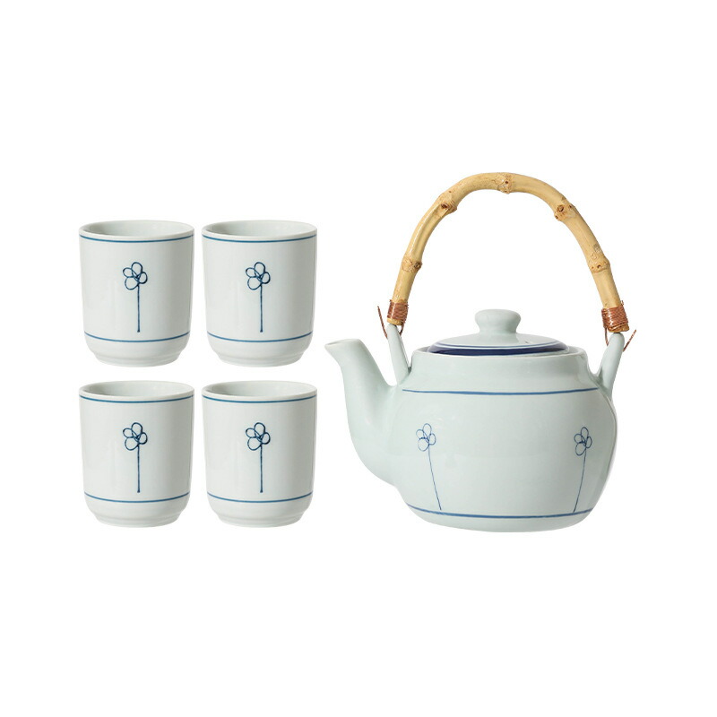 A11123 4客茶器揃 湯呑 急須 ポット 茶器セット ティーセット : 急須 湯呑みセット トラベル用茶器セット 4人用 超