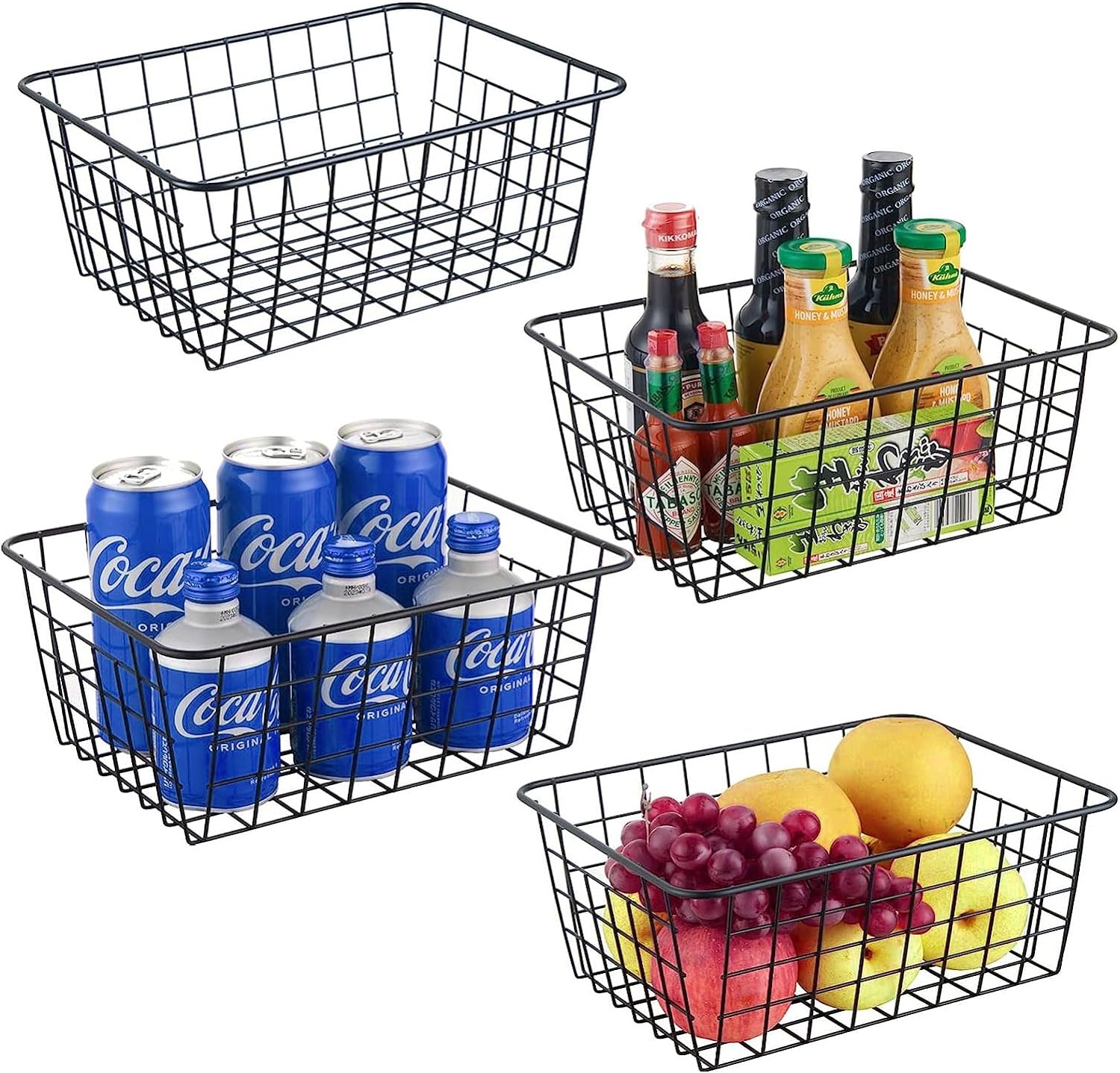 楽天市場】【4個セット】 ワイヤーバスケット カゴ バスケット 収納 浅