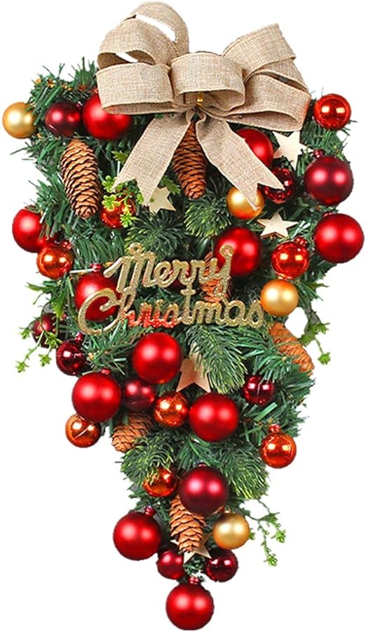 楽天市場】ミックスティアドロップ 造花 クリスマスリース 縦型 22221