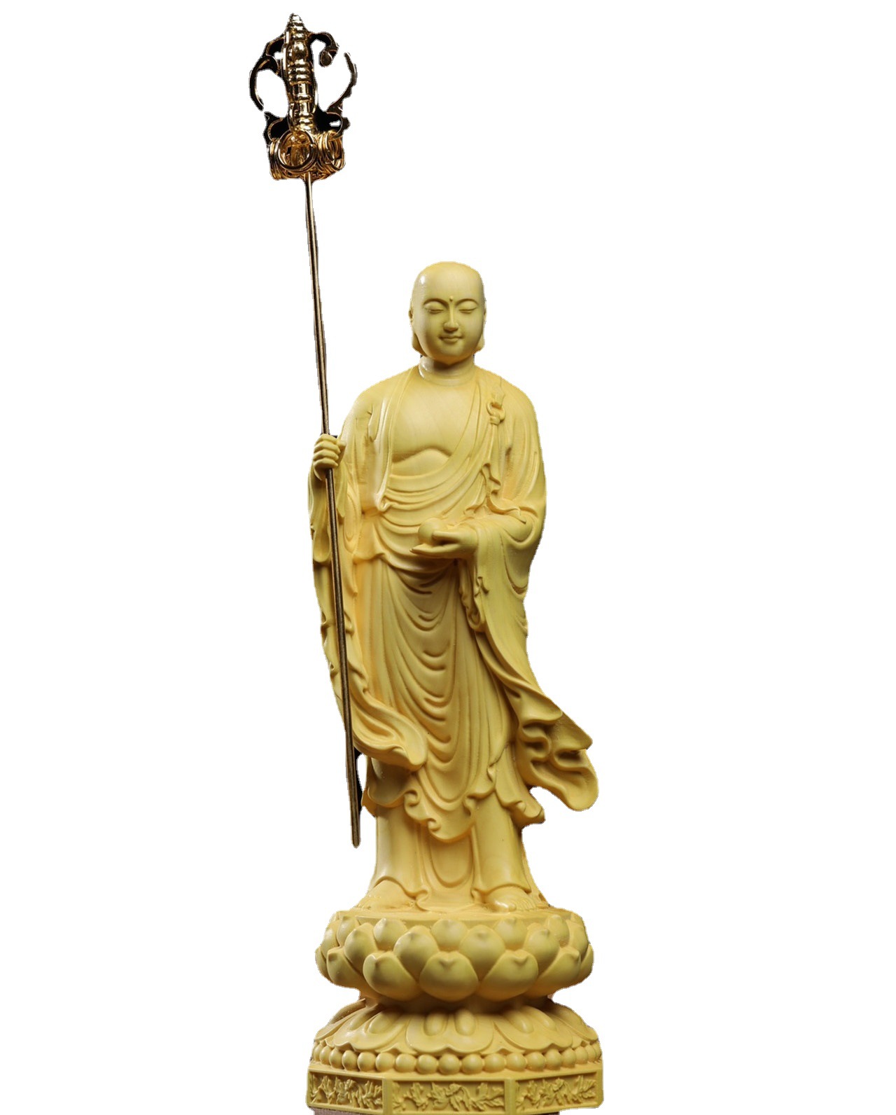 仏像 地蔵菩薩 仏壇仏像 木彫り置物 柘植の木 祈る 厄除け 子育て 水子供養 守護 高さ20cm