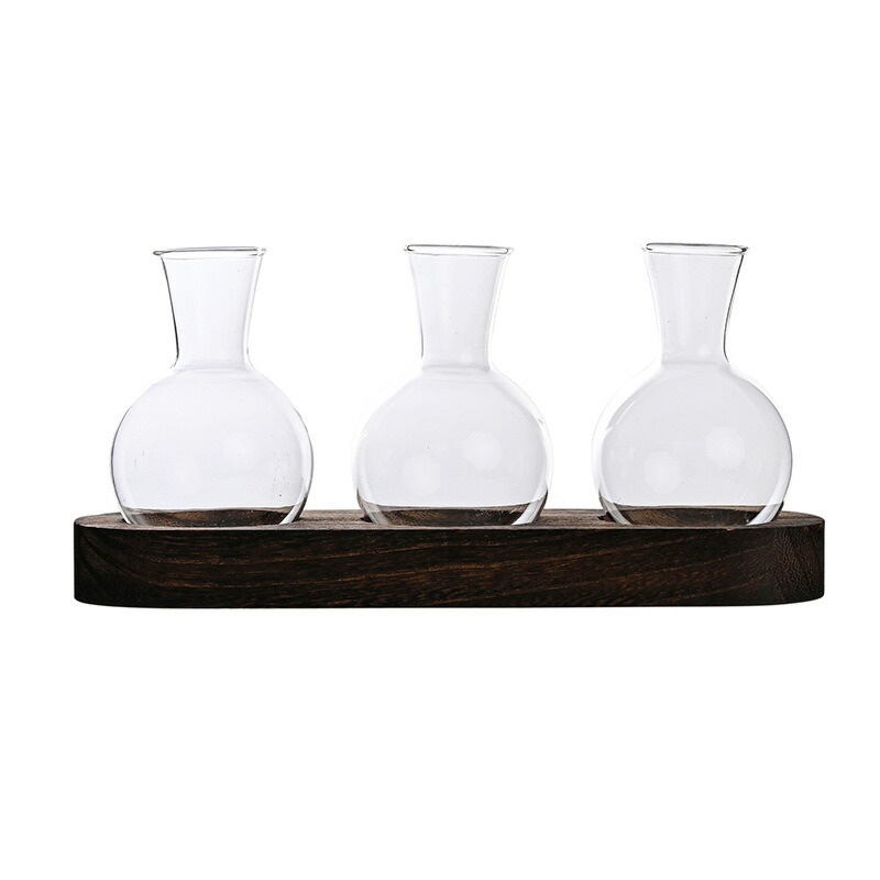 楽天市場】花瓶 ガラス フラスコ型 3個 おしゃれ 木製 シンプル