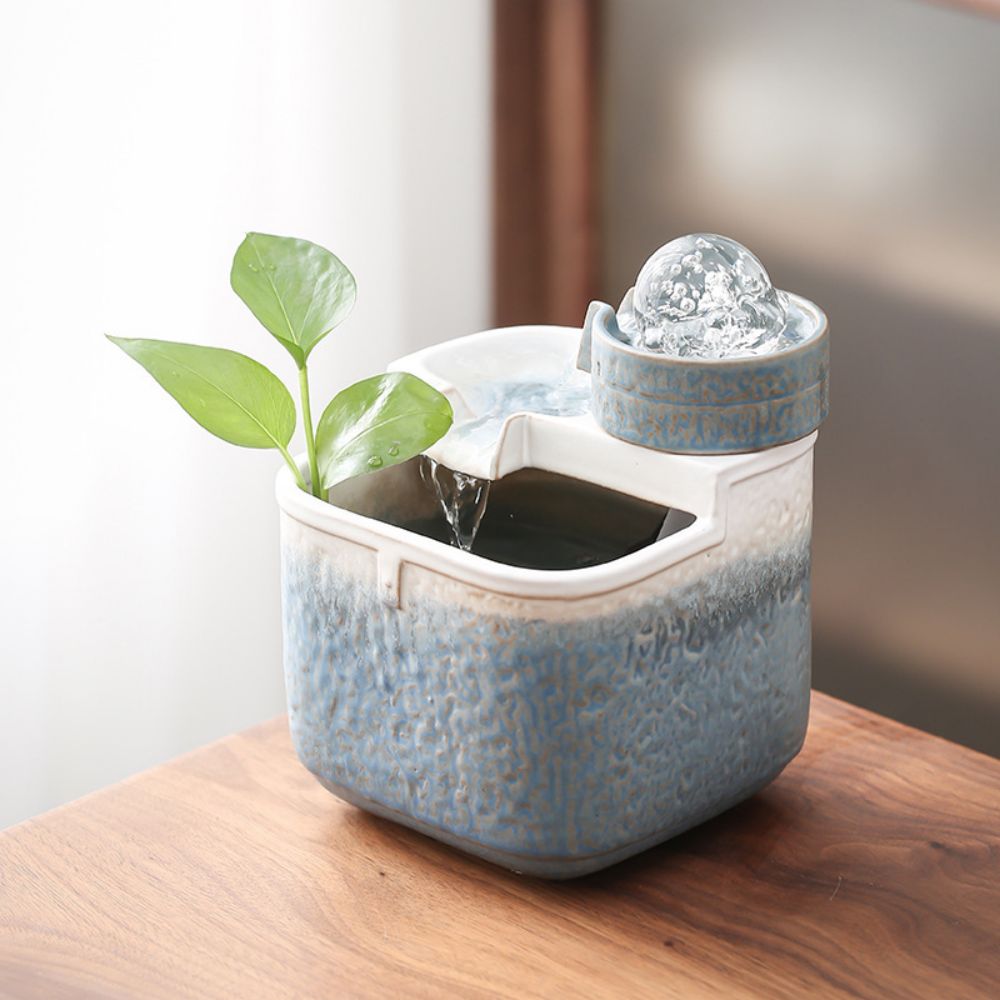 楽天市場】インテリア卓上噴水 置物 USB水ポンプ 室内噴水 装飾品