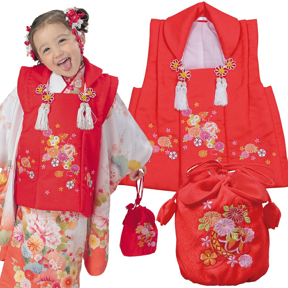 楽天市場】R・K 3歳 被布コート・巾着セット 赤 七五三 3歳 7歳 こども