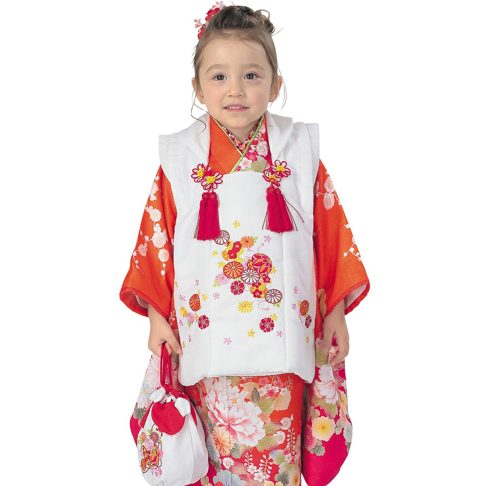 楽天市場】R・K 3歳 女児 被布セット 菊 松 梅 朱色 対応身長95cm