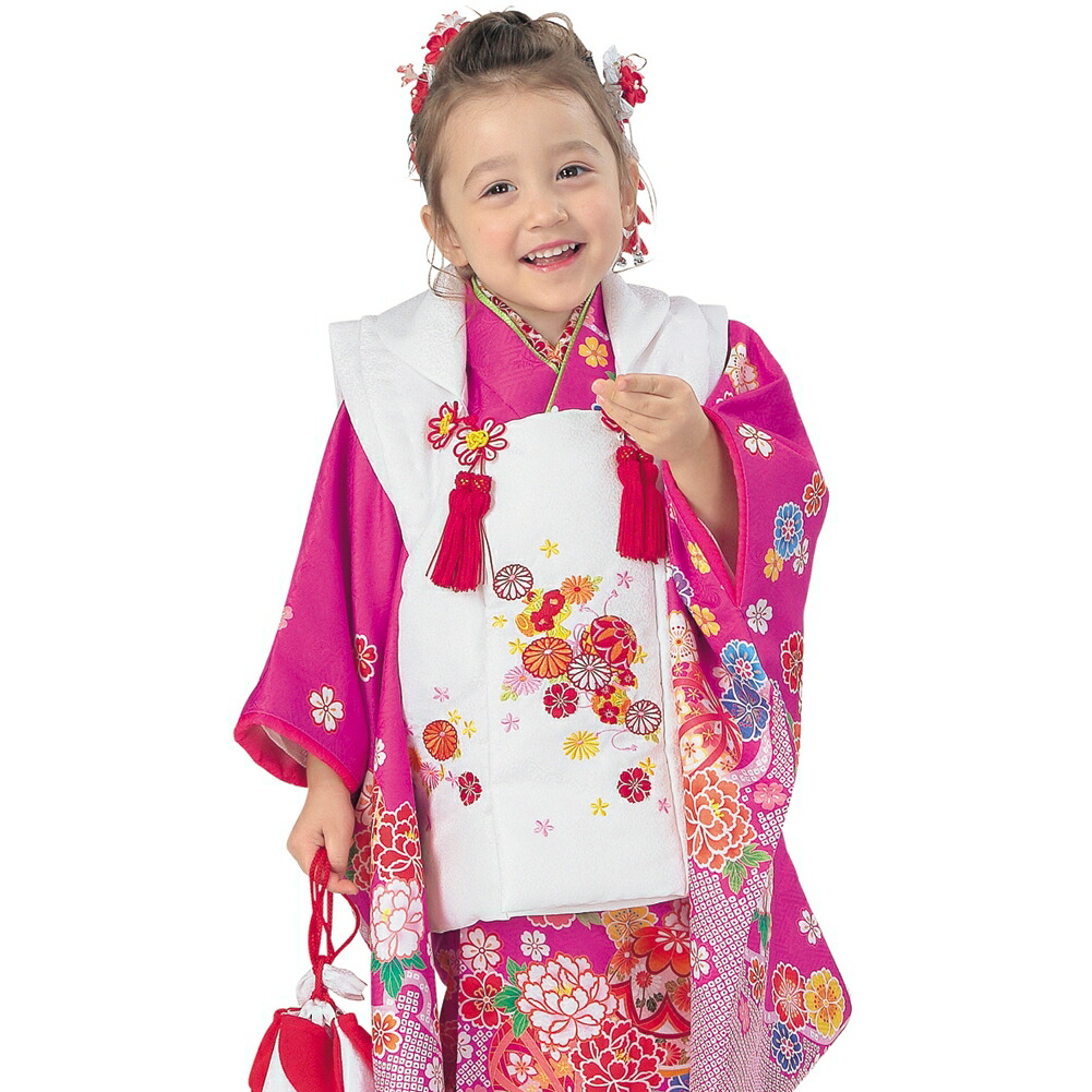 楽天市場】R・K 3歳 女児 被布セット 菊 松 梅 朱色 対応身長95cm