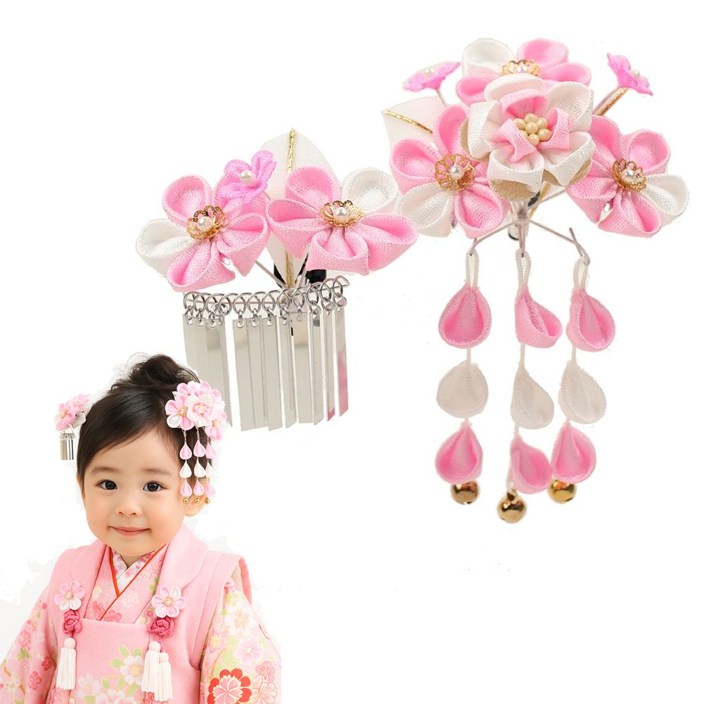 楽天市場】七五三 髪飾り 梅の花 赤・白 ビラ＆藤下がり付き 七五三 3