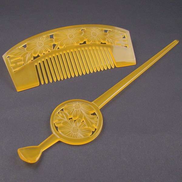 髪飾り 結婚式 成人式 振袖 和装 花魁簪 踊り ヘアアクセサリー かんざし 花魁簪 2点セット 卵甲色 菊 袴 卒業式 ヘアアクセサリー ウェディング 花しおり 花魁 前撮り 着物 大原商店 パーティー 入学式 踊り