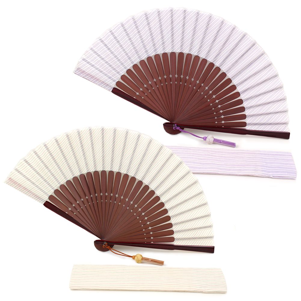 扇子 女性用 雅 小千谷縮 扇子袋付き ギフト レディース プレゼント 名入れ可 敬老の日 母の日 紫|楽市きもの館