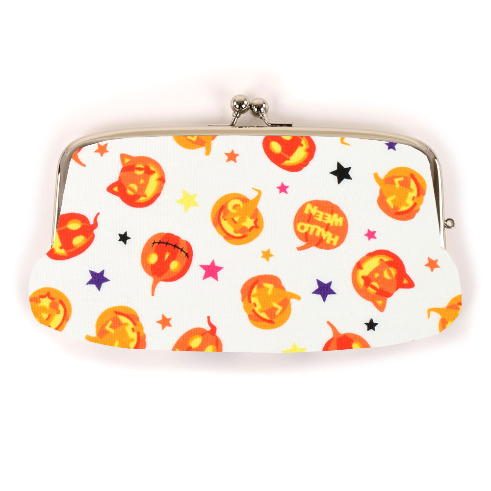 がま口 親子 長財布 ハロウィンかぼちゃ柄 白 ギフト プレゼント おしゃれ 可愛い 敬老の日 母の日 父の日 クリスマス ホワイトデー