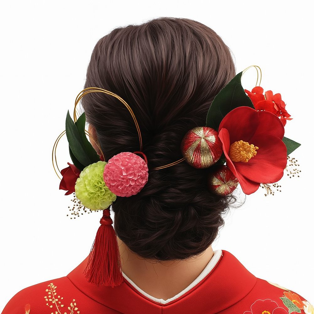 楽天市場】髪飾り 成人式 結婚式 和装 椿 水引 手毬 16点セット 振袖用