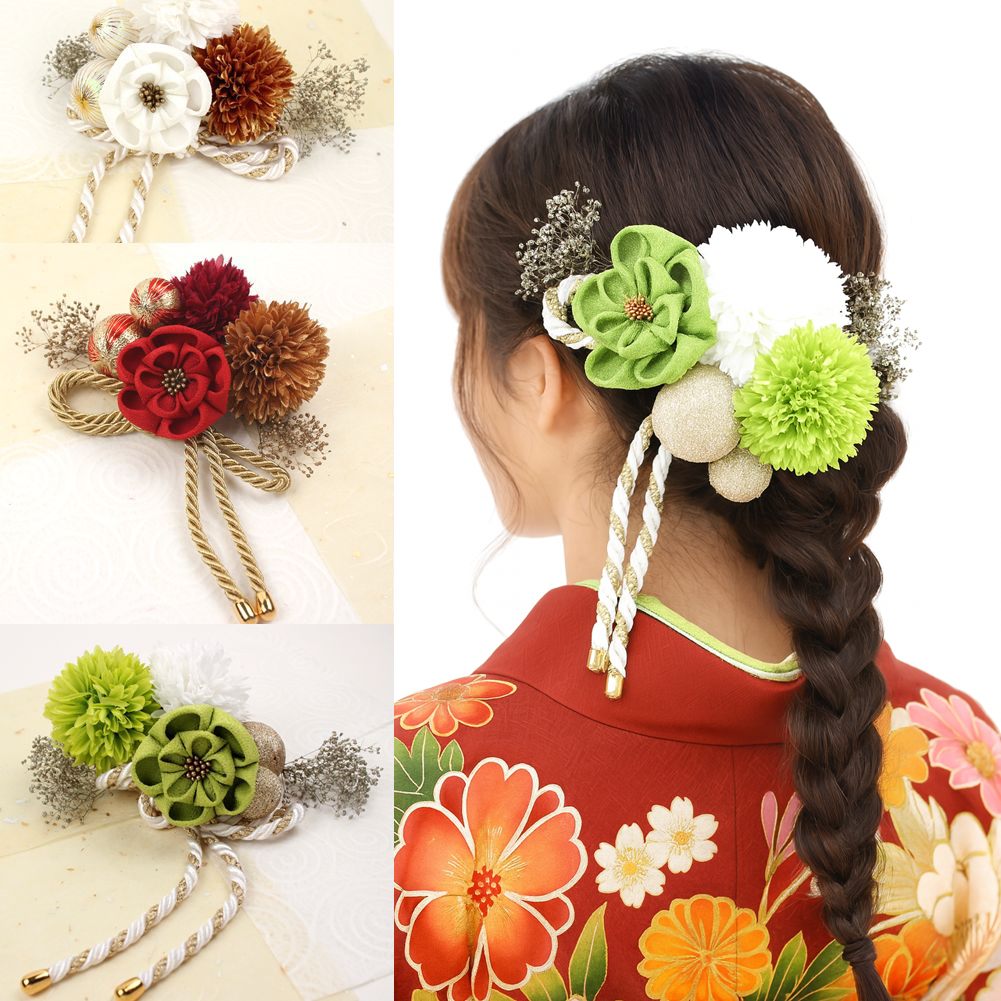 楽天市場】髪飾り 成人式 結婚式 和装 つまみ細工 手毬 8点セット 振袖