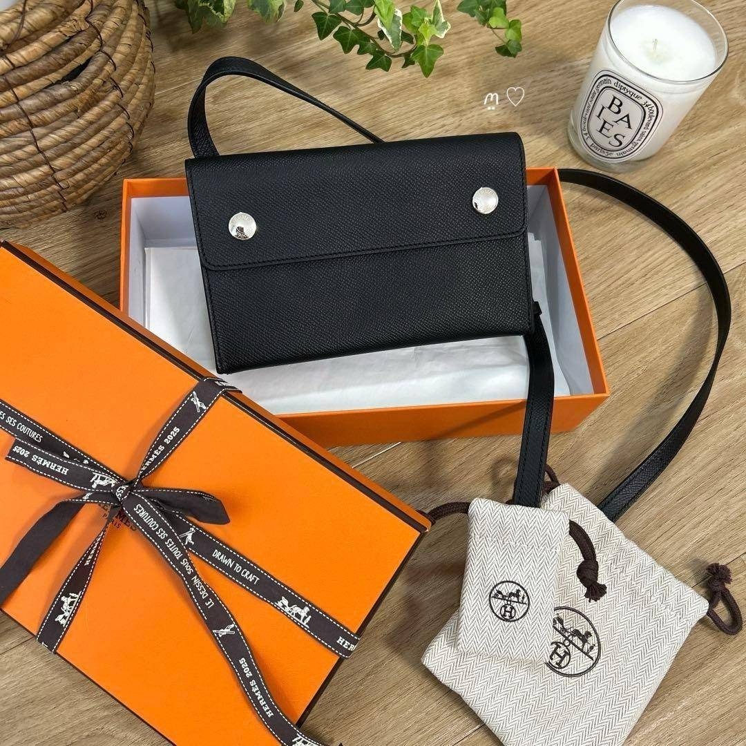 【中古】 Hermes エルメスナップトゥゴー ショルダーウォレットバッグ ブラック K刻印｜Reuse Select by Rakuma