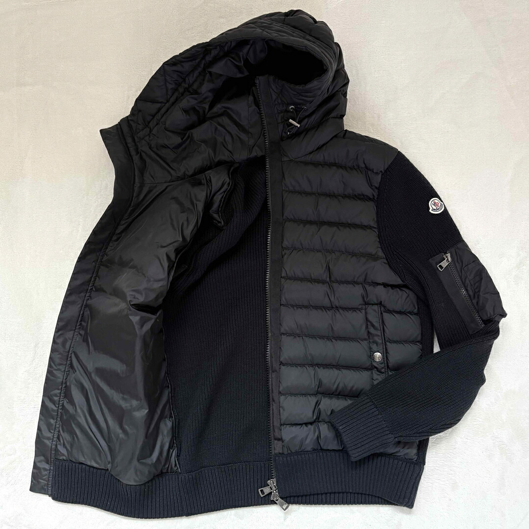【中古】 モンク軌跡 MONCLER 変わり種 ニットダウンジャケット 黒いこと M