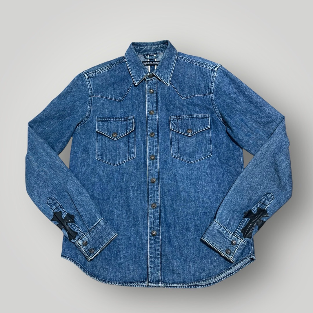 楽天市場】CHROME HEARTS MEDIUM BLUE DENIM SHIRT クロムハーツ