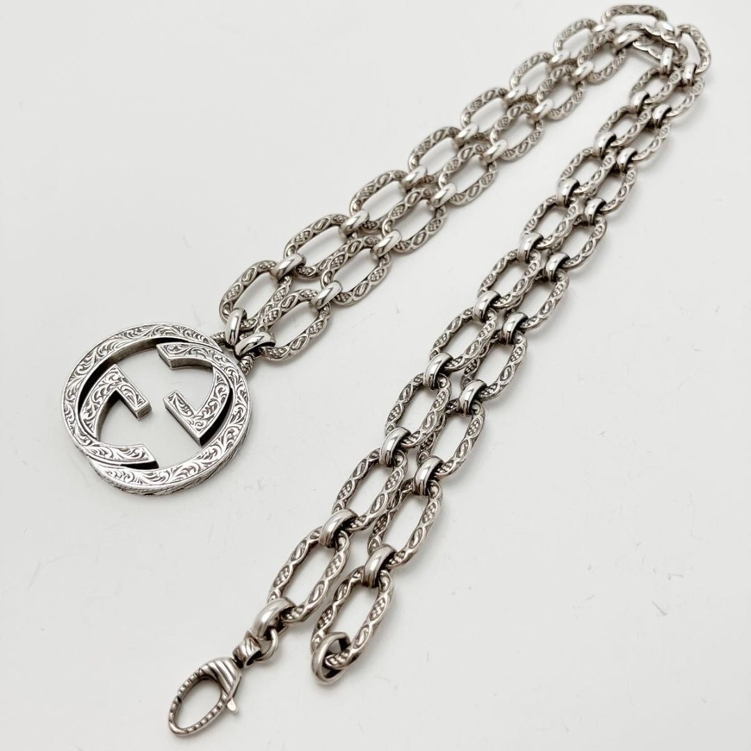 【中古】 GUCCI ｸﾞｯﾁ ｼﾙﾊﾞｰ ﾈｯｸﾚｽ ﾍﾟﾝﾀﾞﾝﾄ ﾕﾆｾｯｸｽ 極太ﾁｪｰﾝ｜Reuse Select by Rakuma