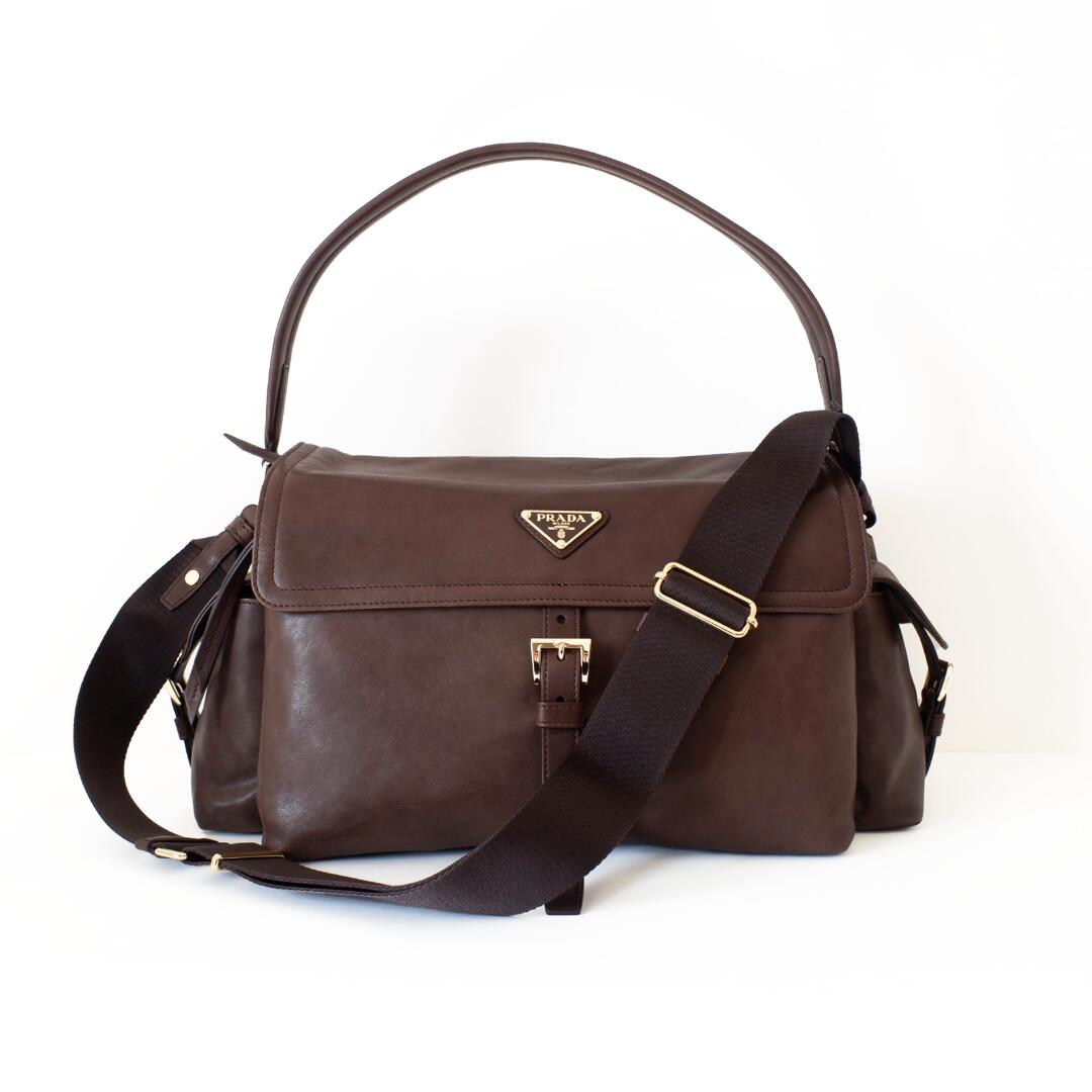 【中古】 PRADA ﾌﾟﾗﾀﾞ ｴｸｽﾌﾟﾛｰﾗ ﾅｯﾊﾟﾚｻﾞｰ ｼｮﾙﾀﾞｰﾊﾞｯｸﾞ｜Reuse Select by Rakuma