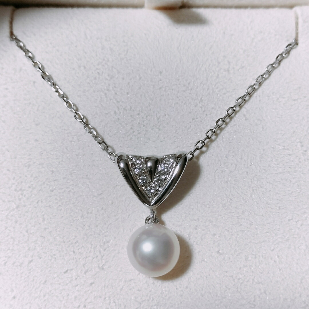 【中古】 Mikimoto ミキモト ダイヤモンド×パール ネックレス K18WG 7.8mm|Reuse Select by Rakuma