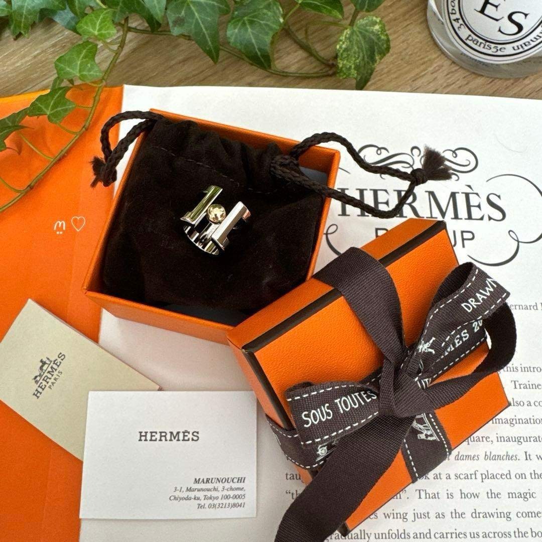 【中古】 HERMES ｴﾙﾒｽ H Perle ｽｶｰﾌﾘﾝｸﾞ スカーフリング-バッグ・小物・ブランド雑貨