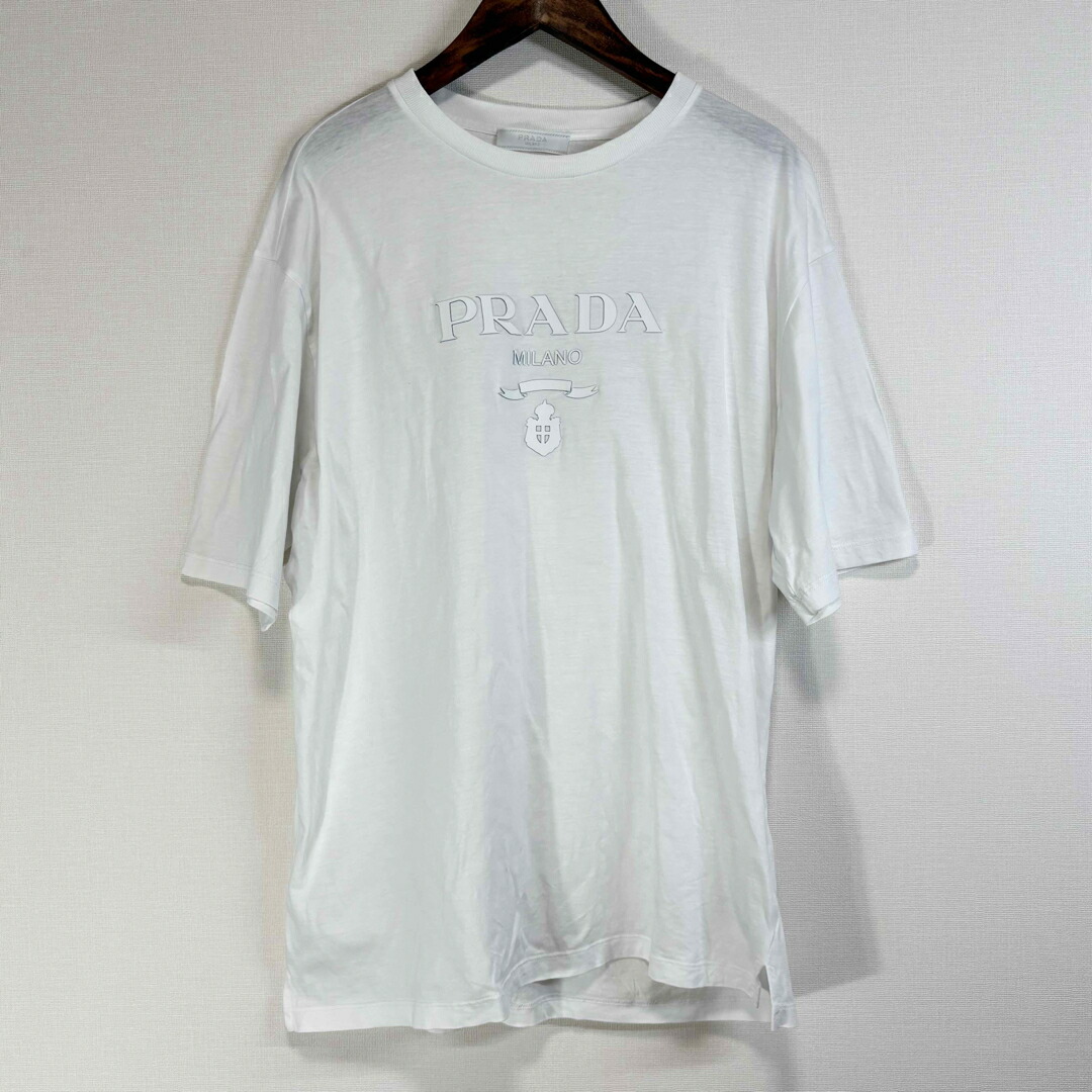 【中古】 PRADA プラダ 立体ロゴタイプ 半袖ティーシャツ メンズ M大きさ 白いこと
