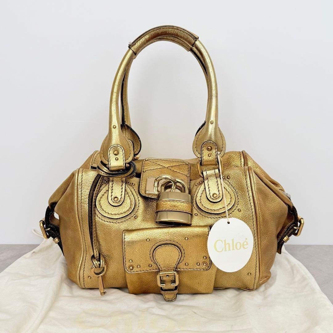【中古】Chloe クロエ パディントン ハンドバック メタリックゴールド