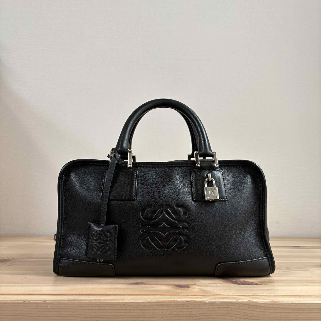 【中古】 LOEWE ロエベ アマソナ28 ハンドバック なめし革 黒いこと