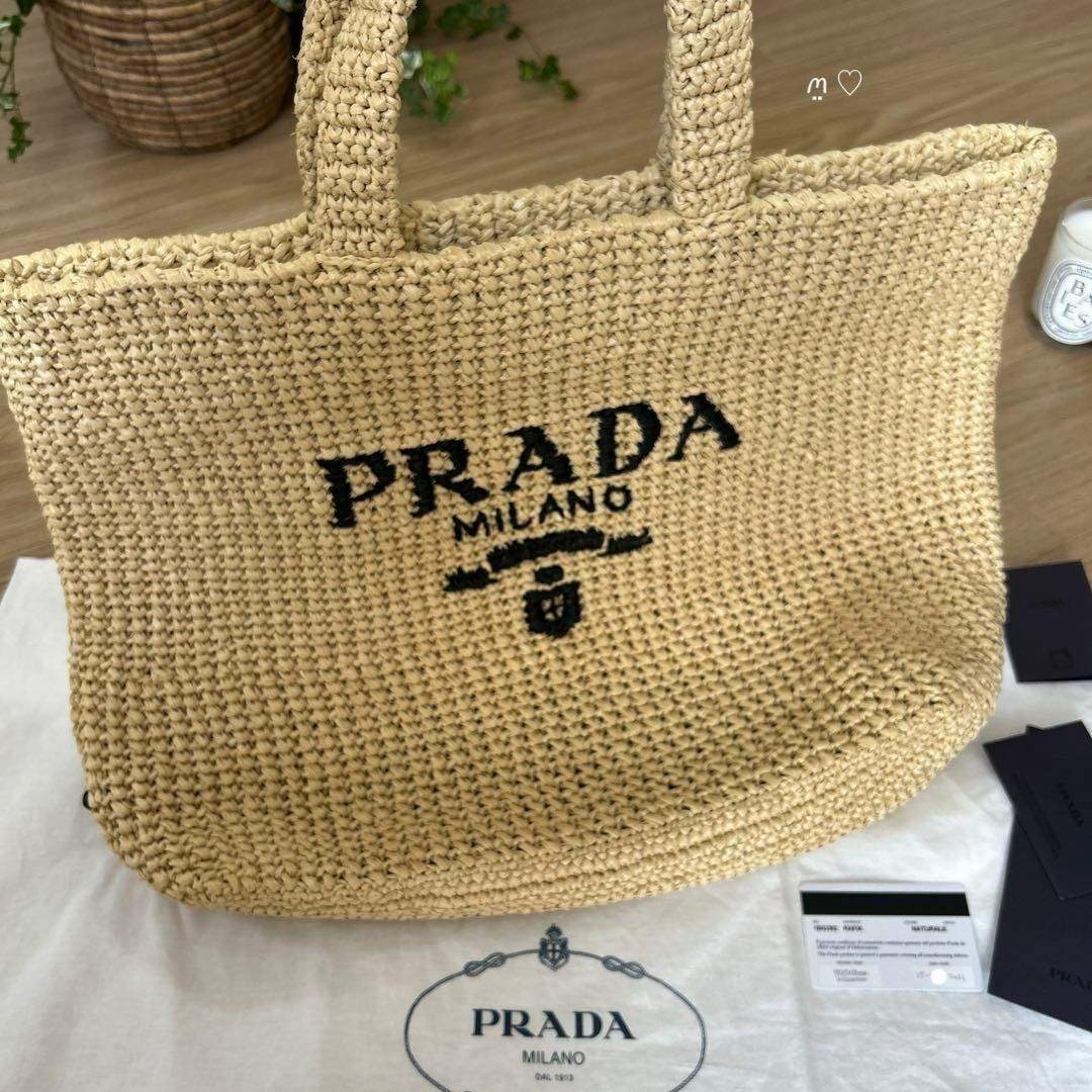【中古】 PRADA プラダ クロシェトートバッグ ハンドバック カゴ御徒面子 1BG392
