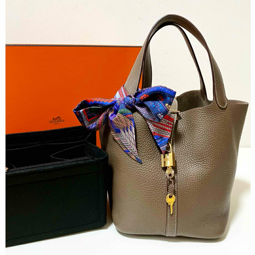 【中古】 HERMES エルメス ピコタン鍵を掛ける MM エトゥープ C目じるし