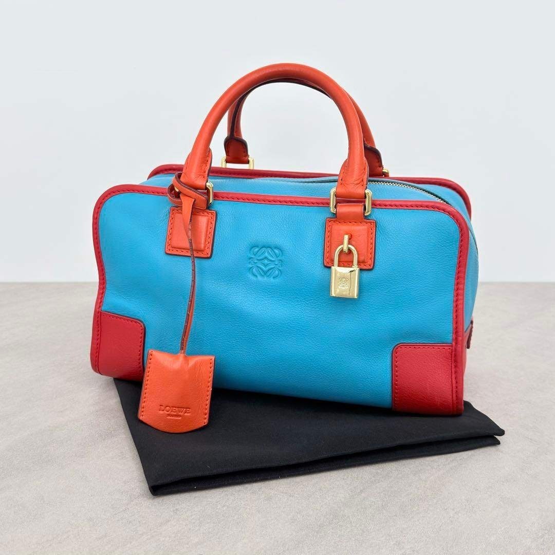 【中古】 LOEWE アマソナ28 ハンドバック トリコロール