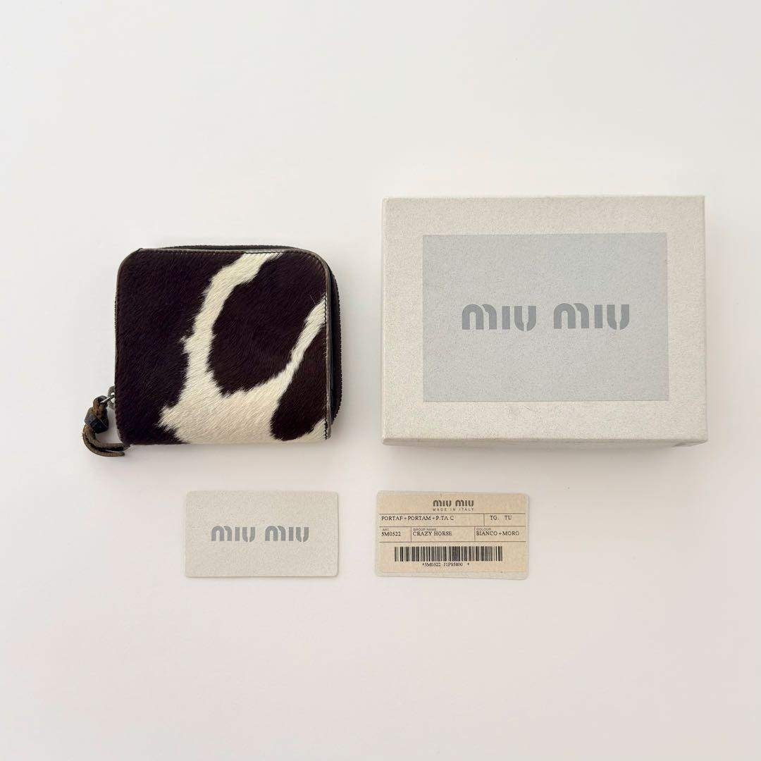 【中古】 MIU MIU ミュウミュウ アンボーンカーフレザー コンパクトウォレット