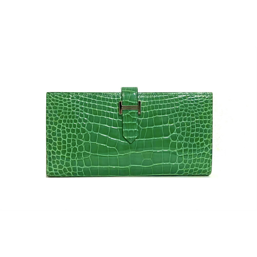 【中古】 HERMES エルメス ベアンスフレ アリゲーター クロコダイル 長財布 グリーン|Reuse Select by Rakuma