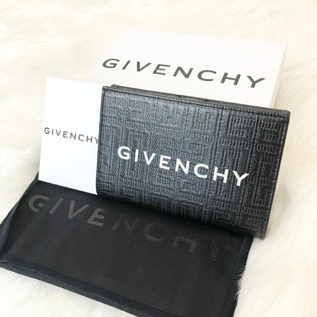 【中古】 GIVENCHY ジバンシィ 4G エンボス ロゴ 二つ折り財布 ブラック｜Reuse Select by Rakuma