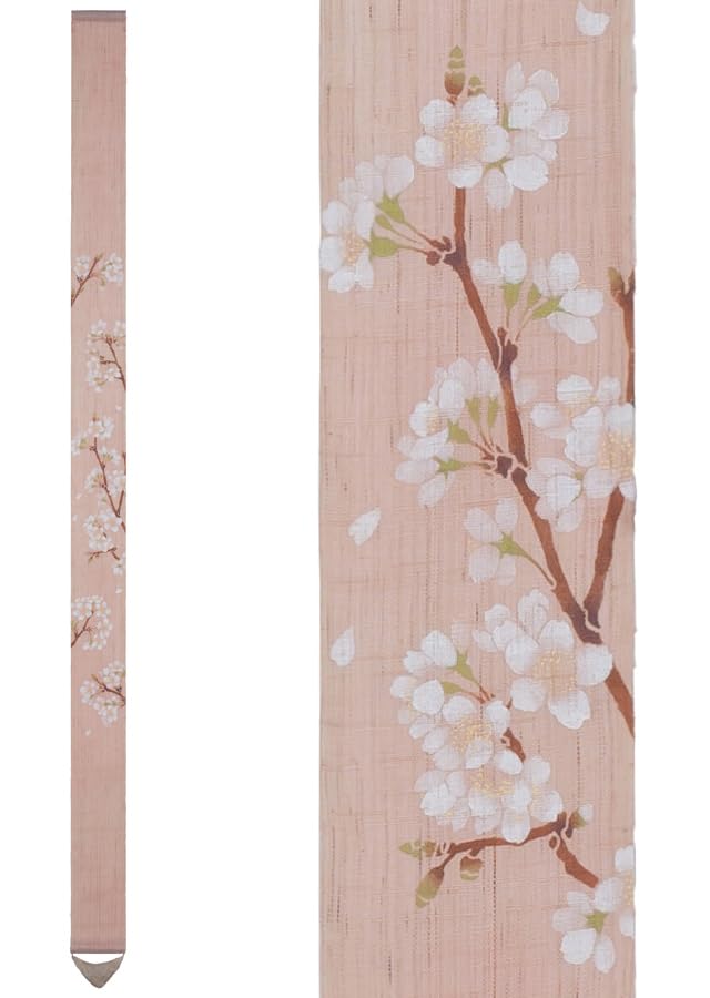 京都洛柿庵 のれんTs-128 細アラス 「桜」麻 100%  アラス 細アラス 掛け軸 室内装飾 和今めかしい 和風 365