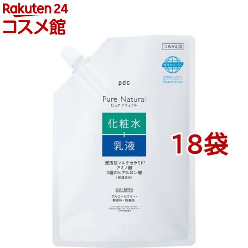 ピュア ナチュラル エッセンスローション UV 大容量 つめかえ用(390ml*18袋セット)【ピュアナチュラル】[セラミド ヒアルロン酸 UV 化粧水 乳液 保湿 敏感肌]｜24 コスメ館 16,085円