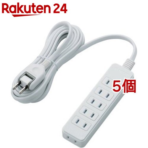 エレコム 延長コード 電源タップ 3m 2P 6個口 ほこり防止シャッター T-ST02-22630WH(5個セット)【エレコム(ELECOM)】|24