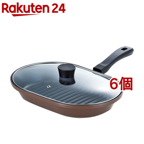 マローネシェフ ガラス蓋付お手軽魚焼パン(ガス専用) 22*32cm MM-9541(6個セット)【マローネシェフ】