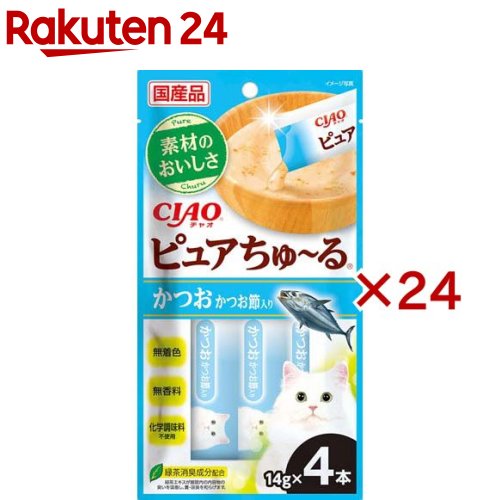 CIAOピュアちゅ～る かつおかつお節入り(4本入×24セット(1本14g)) 4,338円