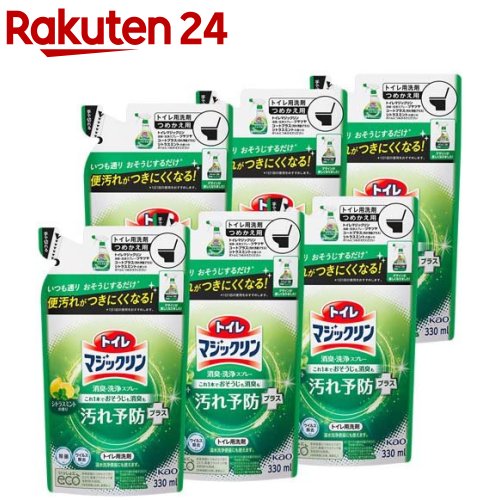 トイレマジックリン トイレ用洗剤 ツヤツヤコート シトラスミント 【人気商品】 送料無料 詰め替え 330ml 6袋セット 洗浄 詰替え トイレ まとめ買い 消臭 スプレー