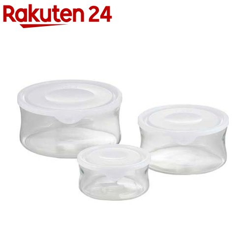 イワキ(iwaki) パック＆レンジ 丸タイプ 3点セット ホワイト BT-NPR-3W3(1セット)【イワキ(iwaki)】[耐熱ガラス 保存容器 電子レンジ 食洗機 イワキ iwaki]画像